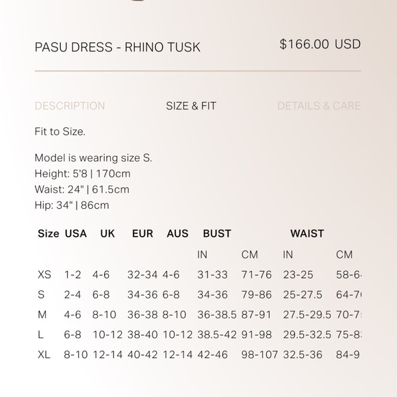 Coucoo Pasu Dress - Rhino Tusk - Size Small - Picture 6 of 6